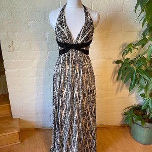 BCBG Black & white printed maxi dress